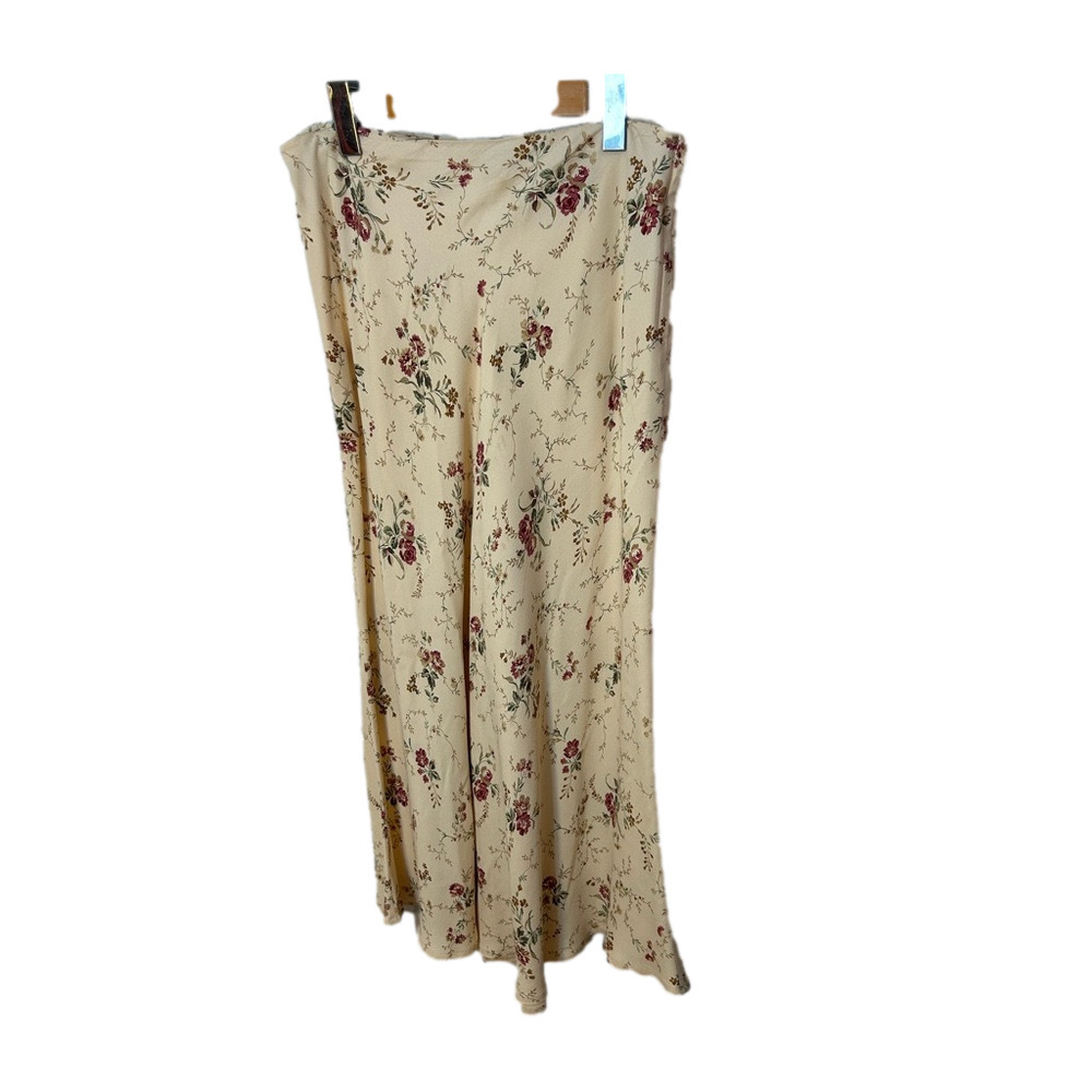 Hugo Buscati Milano Vintage Cream Floral Maxi Skirt Size 14